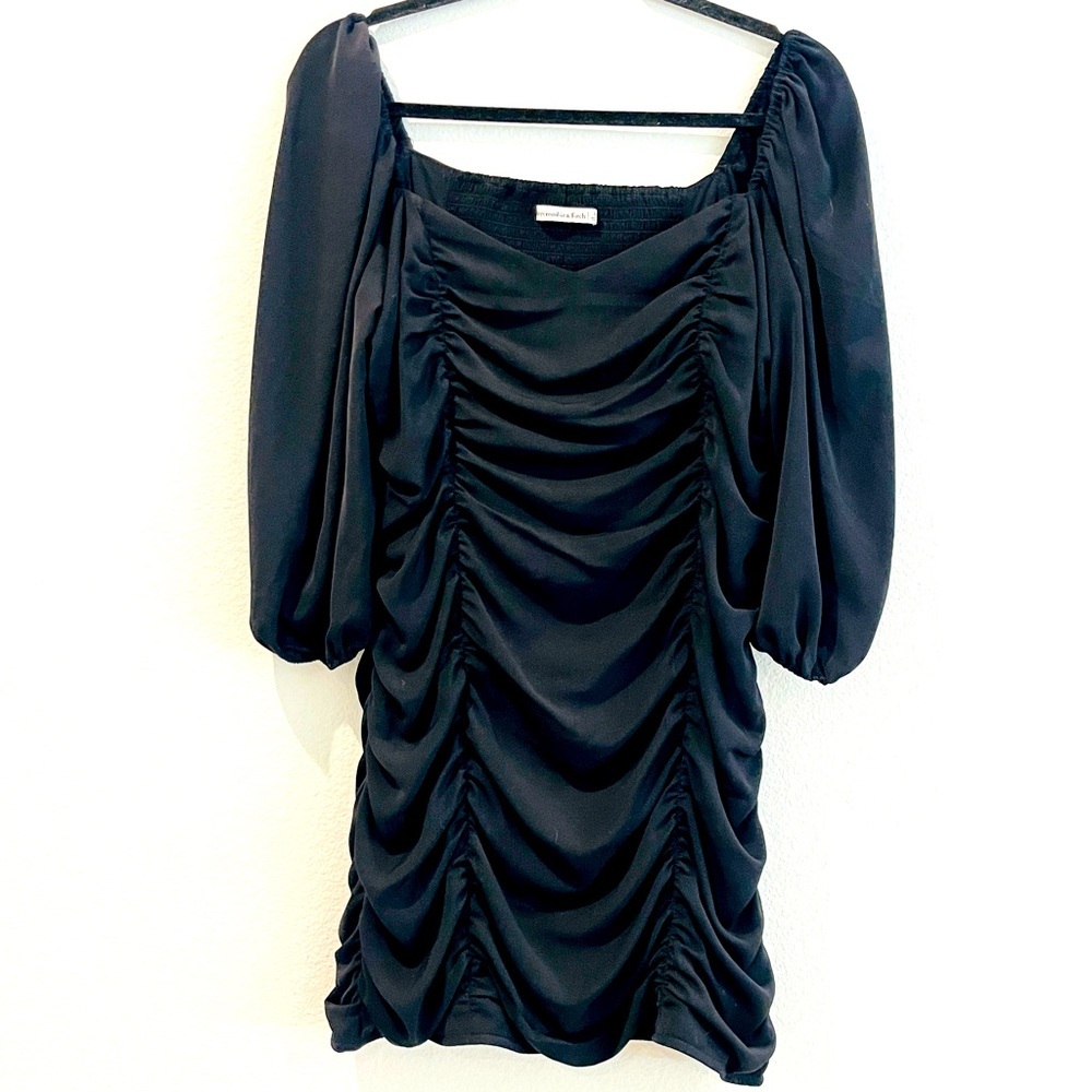 Abercrombie & Fitch Ruched Black Short Mini Dress size large